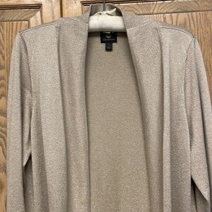 JM Collection Tan Open-Front Cardigan